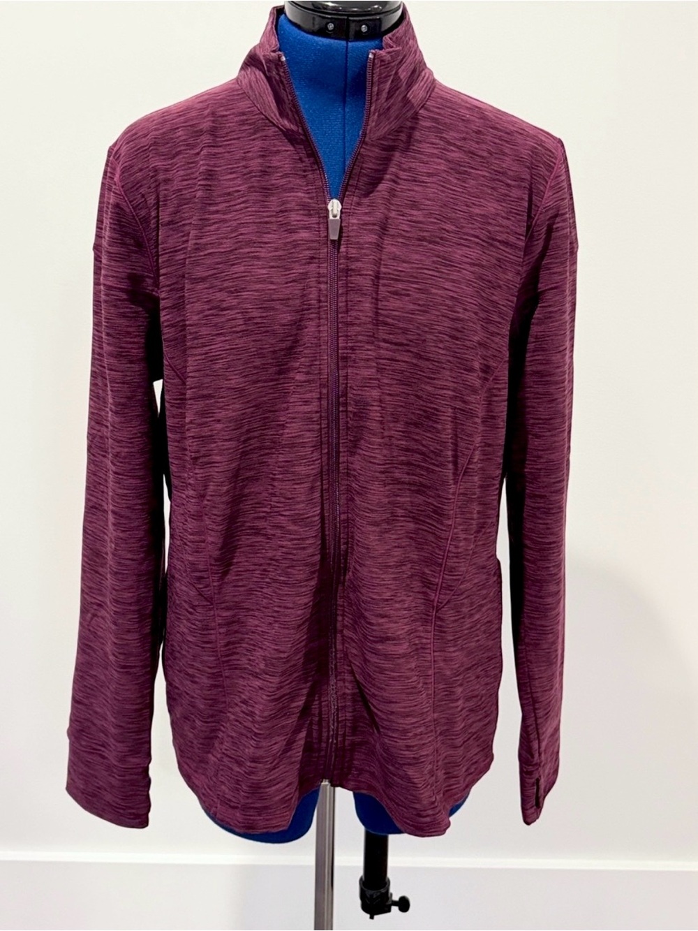 Talbots Marled Wine Full-Zip Stand Collar Jacket